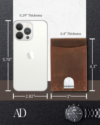 Access Denied Real Leather Wallets For Men - Money Clip Bifold Mens Wallet Brown RFID Front Pocket Thin Minimalist Credit Card Holder - Gifts For Men - Image 4