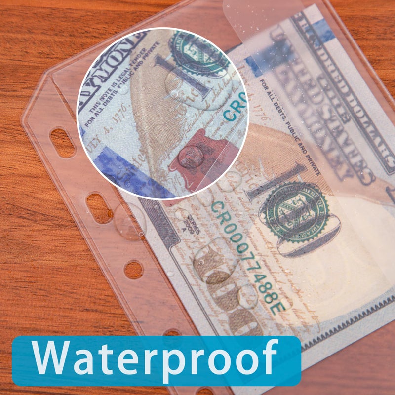 Antner 12PCS A7 Size Binder Pockets No Zipper Cash Envelopes for A7 Binder Wallet, 6-Hole Clear PVC Zipperless Budget Envelopes Binder Pouch Inserts Loose Leaf Bag Money Folder Organizer for Budgeting - Image 5