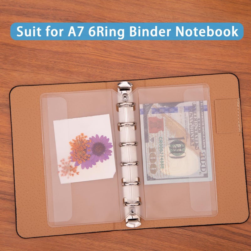 Antner 12PCS A7 Size Binder Pockets No Zipper Cash Envelopes for A7 Binder Wallet, 6-Hole Clear PVC Zipperless Budget Envelopes Binder Pouch Inserts Loose Leaf Bag Money Folder Organizer for Budgeting - Image 4