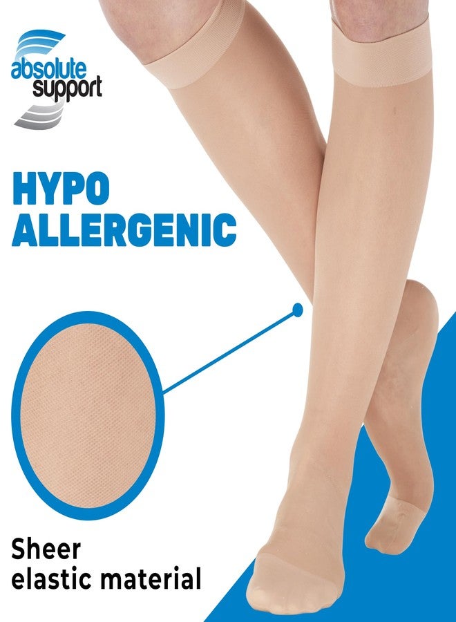 ABSOLUTE SUPPORT - Sheer Compression Socks for Women 20-30mmHg - Knee High Compression Stockings for Circulation during Pregnancy, Sports, Athletic, Travel - Natural, Small - A205NA1 - Image 5