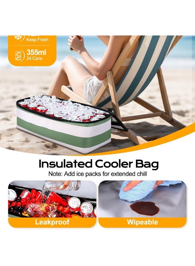 NeeMee Travel Foldable Striped Tote Shoulder Bag - Waterproof Beach Bag  - Image 4