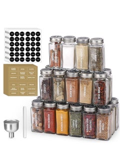 Antimbee 28 Pcs Clear Glass Spice Jars,3.5 Oz Glass Spice Jar With 324 Labels, Funnel,Chalk Pen,Shaker Lids And Airtight Metal Caps, Empty Square Spice Bottles For Spice Rack, Cabinet, Drawer  - Image 1
