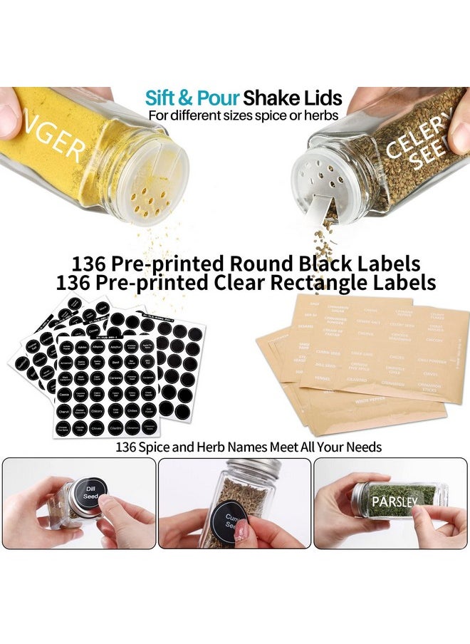 Antimbee - 28 Pcs Clear Glass Spice Jars,3.5 Oz Glass Spice Jar With 324 Labels, Funnel,Chalk Pen,Shaker Lids And Airtight Metal Caps, Empty Square Spice Bottles For Spice Rack, Cabinet, Drawer - Image 1
