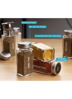 Antimbee 28 Pcs Clear Glass Spice Jars,3.5 Oz Glass Spice Jar With 324 Labels, Funnel,Chalk Pen,Shaker Lids And Airtight Metal Caps, Empty Square Spice Bottles For Spice Rack, Cabinet, Drawer  - Image 5