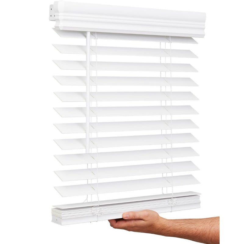 Lotus & Windoware Cordless, 2 Inch Faux Wood Blind, 22" Wide x 36" Long, Window Blinds, Blinds & Shades, Blinds for Indoor Windows, Smooth, Bright White - 22" x 36",Bright White - Image 1