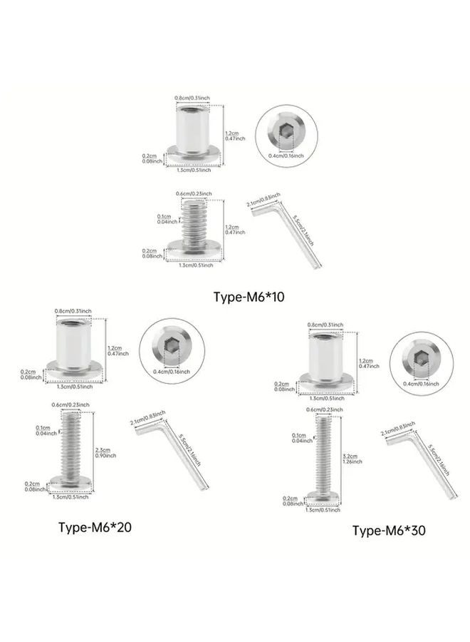 304 Stainless Steel M6 Cylinder Nut Bolt Set 12 Pack With Hex Wrench - Image 3