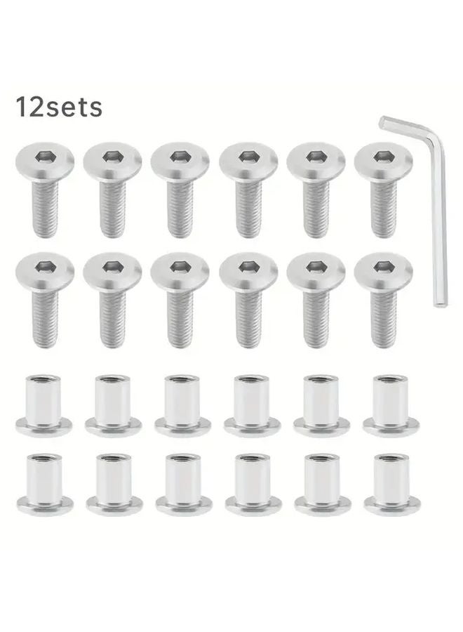 304 Stainless Steel M6 Cylinder Nut Bolt Set 12 Pack With Hex Wrench - Image 1