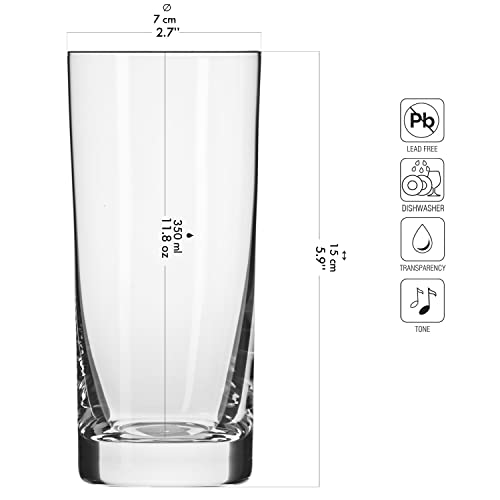Krosno Highball Glasses, Set of 6, 11.8 oz, Blended Collection, Crystal Glass, Perfect for Everyday, Multipurpose Glasses, Dishwasher Safe, Made in Europe - Image 2
