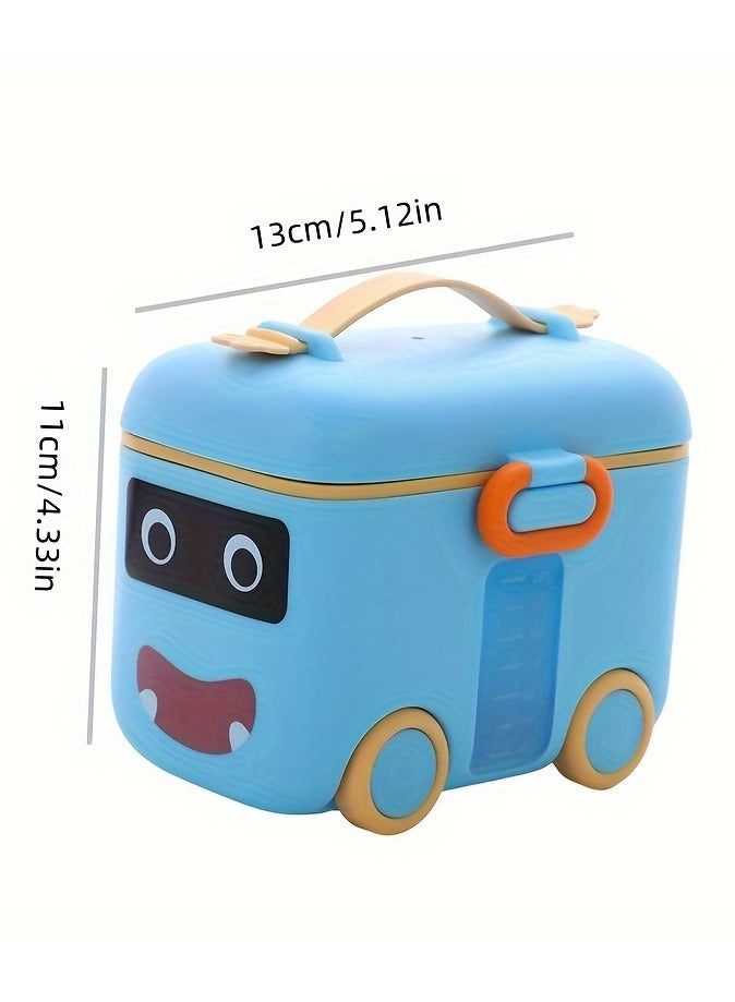 Bebiland 1 Piece Portable Milk Powder Container, Leak-Proof Snack Storage Box with Divided Compartments, Sealed Food Keep Fresh Container for Baby Formula, Fruits, Nuts (Blue) - Image 2