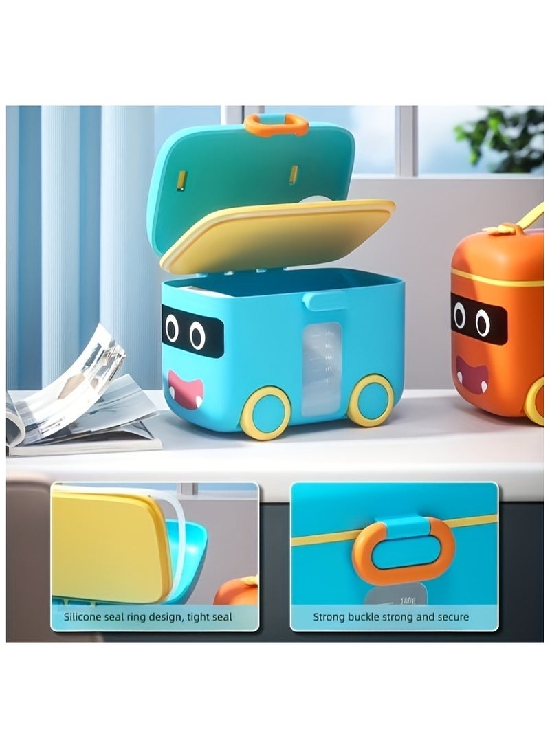 Bebiland 1 Piece Portable Milk Powder Container, Leak-Proof Snack Storage Box with Divided Compartments, Sealed Food Keep Fresh Container for Baby Formula, Fruits, Nuts (Blue) - Image 3