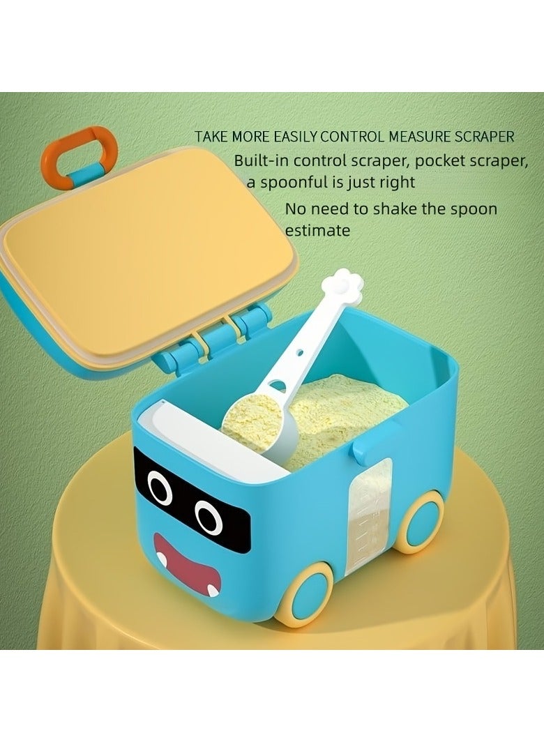 Bebiland 1 Piece Portable Milk Powder Container, Leak-Proof Snack Storage Box with Divided Compartments, Sealed Food Keep Fresh Container for Baby Formula, Fruits, Nuts (Blue) - Image 4