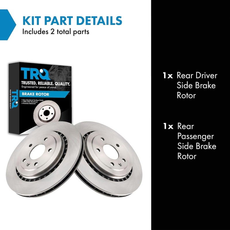 TRQ Rear Brake Rotor Set Vented Compatible with 2014-2019 Chevrolet Corvette - Image 2