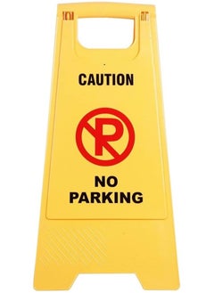 Scrolls No Parking Foldable Yellow Caution Board Anti Parking Barrier Sign Board Heavy Duty Plastic Weatherproof No Parking Barrier Portable Outdoor Double Sided Folding Self Standing Reserved Barrier  - Image 1