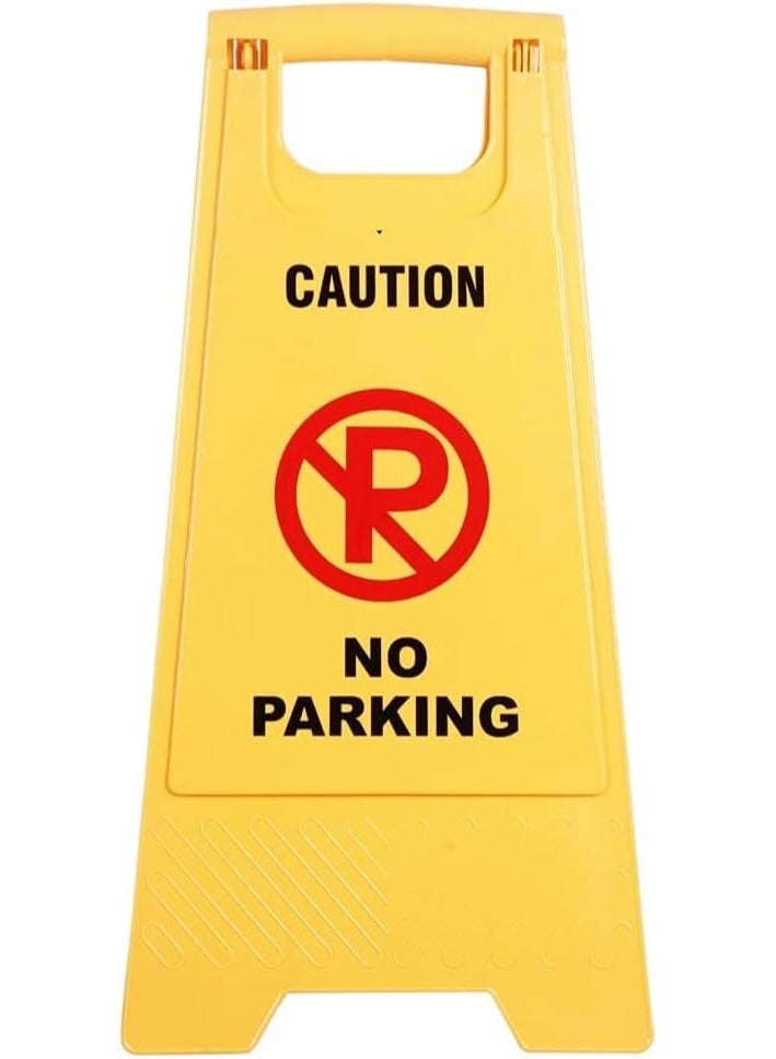 No Parking Foldable Yellow Caution Board Anti Parking Barrier Sign Board Heavy Duty Plastic Weatherproof No Parking Barrier Portable Outdoor Double Sided Folding Self Standing Reserved Barrier