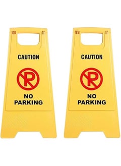Scrolls No Parking Foldable Yellow Caution Board Anti Parking Barrier Sign Board Heavy Duty Plastic Weatherproof No Parking Barrier Portable Outdoor Double Sided Folding Self Standing Reserved Barrier  - Image 2