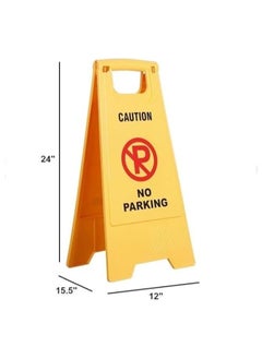 Scrolls No Parking Foldable Yellow Caution Board Anti Parking Barrier Sign Board Heavy Duty Plastic Weatherproof No Parking Barrier Portable Outdoor Double Sided Folding Self Standing Reserved Barrier  - Image 3