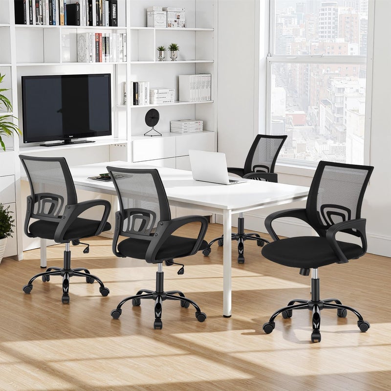 BestOffice Office Ergonomic Cheap Desk Mesh Computer Lumbar Support Modern Executive Adjustable Stool Rolling Swivel Chair for Back Pain (Black) - Image 2