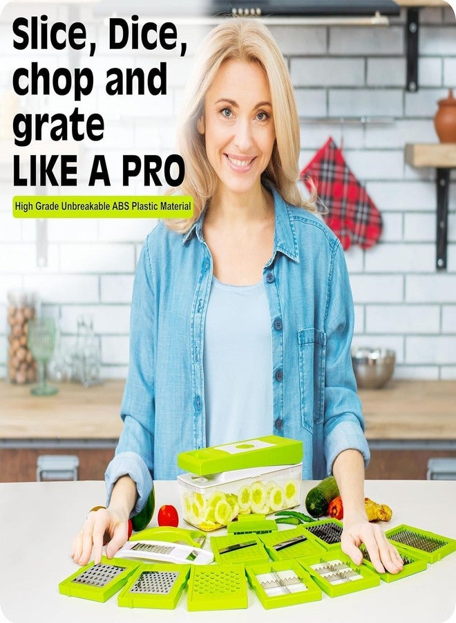 QUMAZZ 12 in 1 Multipurpose Chopper, Fruits & Vegetable Cutters, Grater Peeler Chipser, Unbreakable Food Grade Body, Easy Push to Clean Button Slicer Dicer, Chopper for Kitchen - Image 1