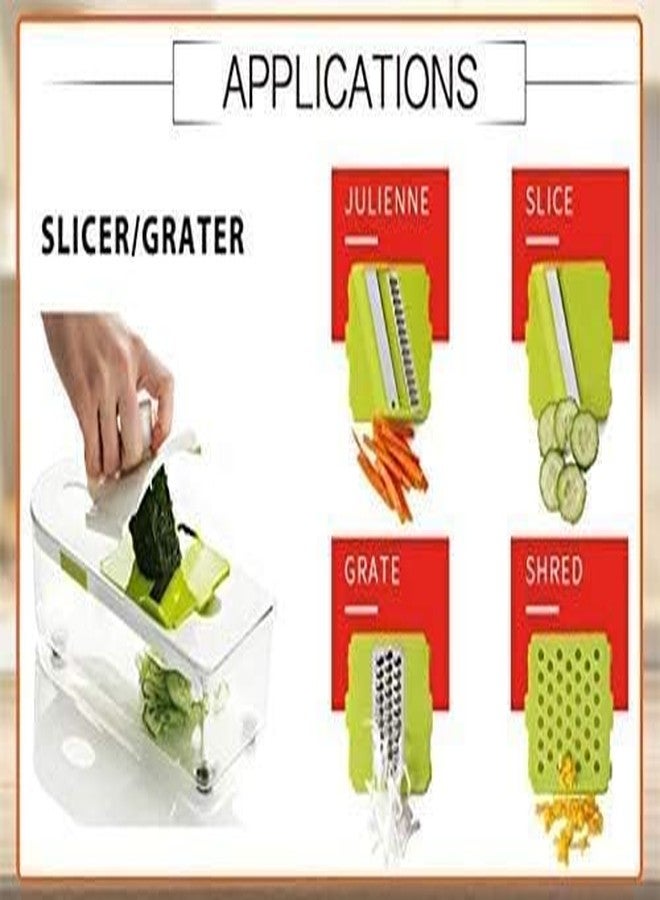 QUMAZZ 12 in 1 Multipurpose Chopper, Fruits & Vegetable Cutters, Grater Peeler Chipser, Unbreakable Food Grade Body, Easy Push to Clean Button Slicer Dicer, Chopper for Kitchen - Image 5