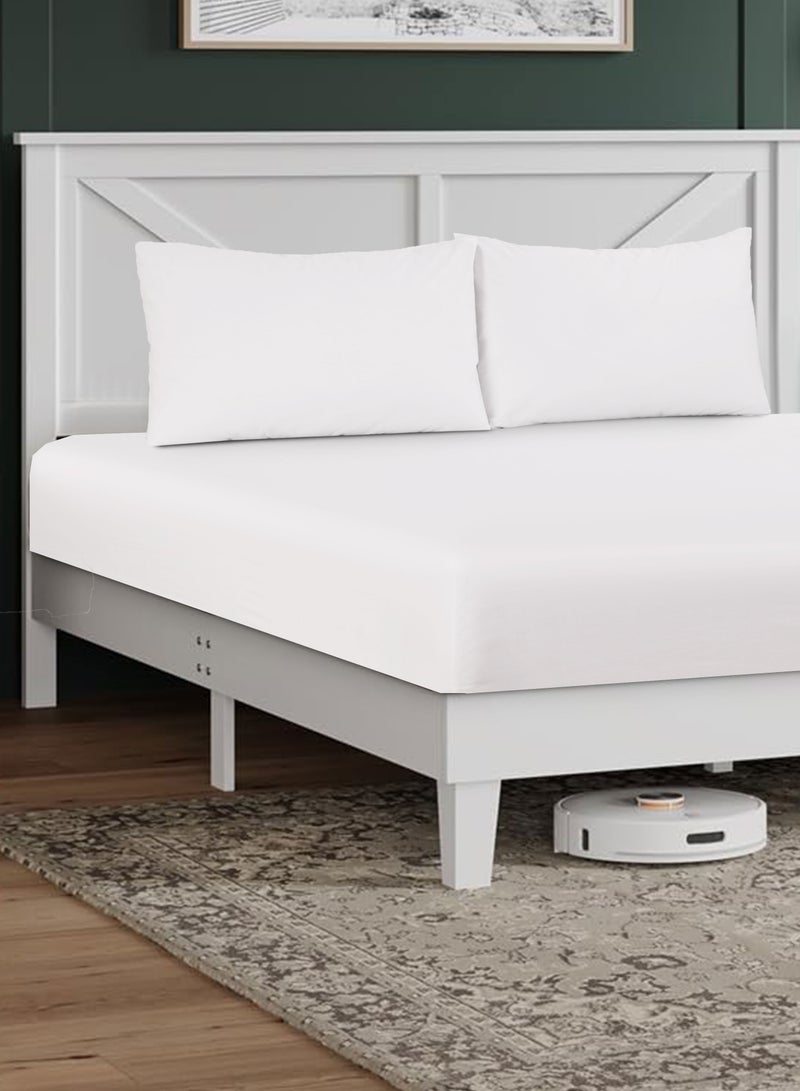 القيلولة زين طقم ملاءات سرير Siesta Zen™ من 3 قطع من القطن الفاخر T250، مزود بجيب عميق 30 سم، مرن بالكامل، مناسب للجميع، ناعم للغاية، يسمح بمرور الهواء، ومقاوم للتجاعيد (غطاء سرير واحد + 2 غطاء وسادة)  - Image 3