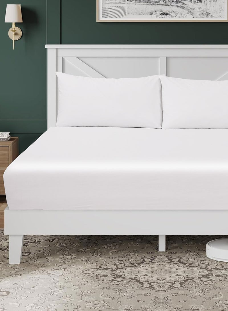 القيلولة زين طقم ملاءات سرير Siesta Zen™ من 3 قطع من القطن الفاخر T250، مزود بجيب عميق 30 سم، مرن بالكامل، مناسب للجميع، ناعم للغاية، يسمح بمرور الهواء، ومقاوم للتجاعيد (غطاء سرير واحد + 2 غطاء وسادة)  - Image 2