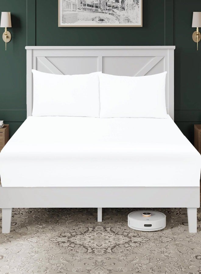 القيلولة زين طقم ملاءات سرير Siesta Zen™ من 3 قطع من القطن الفاخر T250، مزود بجيب عميق 30 سم، مرن بالكامل، مناسب للجميع، ناعم للغاية، يسمح بمرور الهواء، ومقاوم للتجاعيد (غطاء سرير واحد + 2 غطاء وسادة) - Image 1