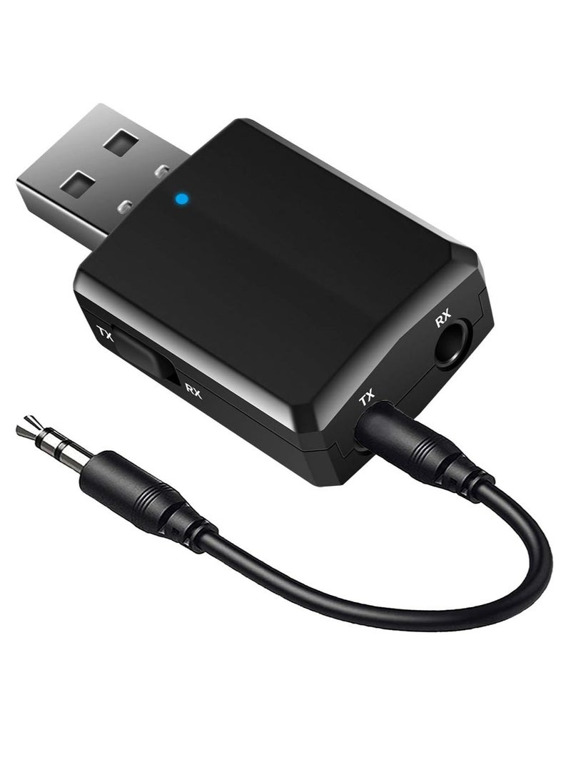 LAIAOCISI 3 in 1 Wireless V5.0 USB Audio Transmitter Receiver EDR Adapter Music Streaming with 3.5mm Cable for Car TV Headphones PC Home Stereo, USB Power Supply, Plug and Play  - Image 1