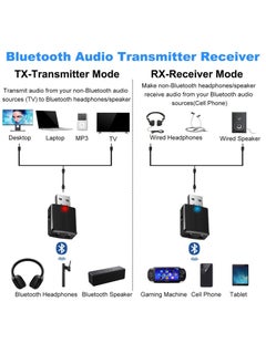 LAIAOCISI 3 in 1 Wireless V5.0 USB Audio Transmitter Receiver EDR Adapter Music Streaming with 3.5mm Cable for Car TV Headphones PC Home Stereo, USB Power Supply, Plug and Play  - Image 2