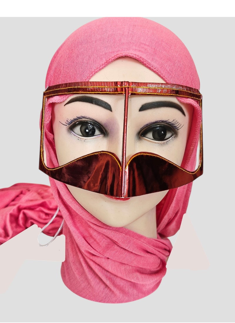 ماركة غير محددة قناع الوجه العربي التقليدي برقع ريكسين الأحمر، النقاب، الحجاب 2 قطعة  - Image 4