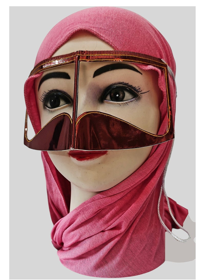 ماركة غير محددة قناع الوجه العربي التقليدي برقع ريكسين الأحمر، النقاب، الحجاب 2 قطعة  - Image 5