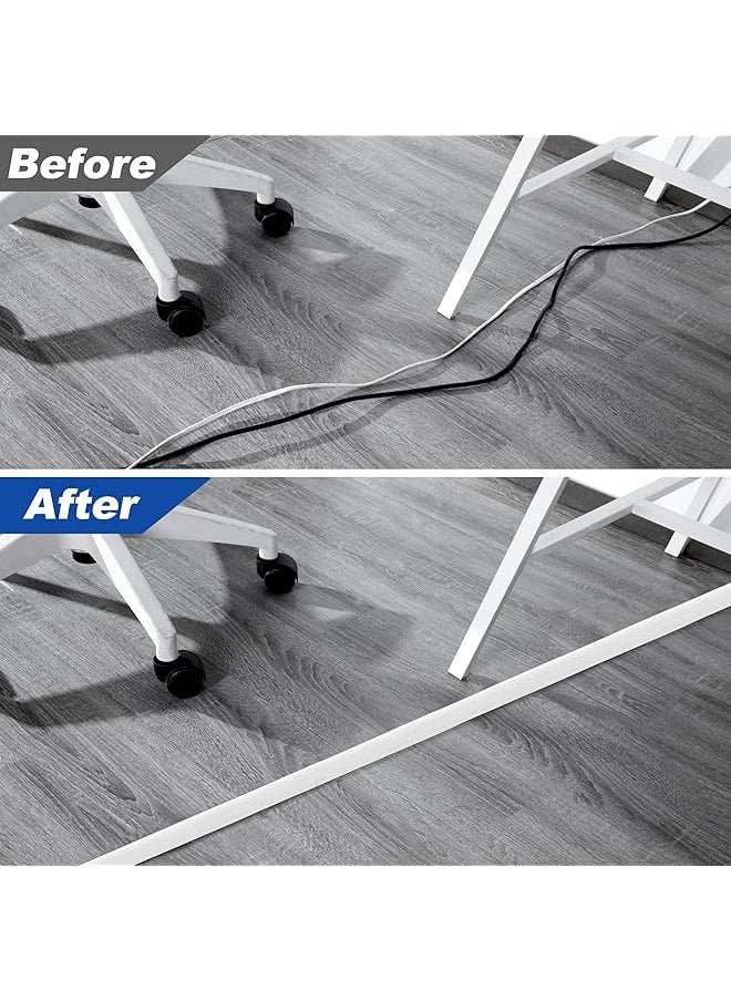 erorex 10Ft Floor Cord Cover White Cord Hider Floor Cable Floor Cover Power Cord Cover Durable Cord Covers For Wires On Floor Floor Cord Protector Hide Cords On Floor Cord Cavity: 0.4 Inch W X 0.24 Inch H  - Image 5