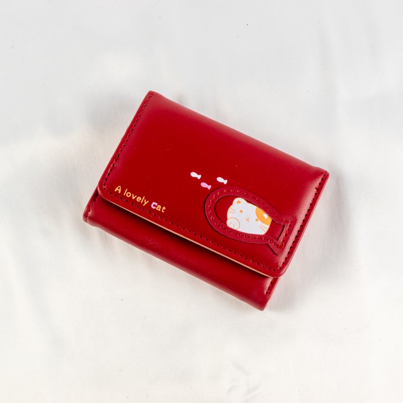 Leather Flip Wallet & Card Holder with Multiple Pockets - Maroon - Image 1