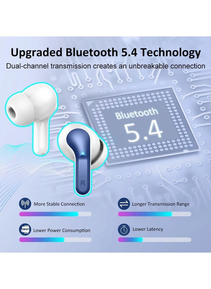 lekikpo Wireless Earbud Bluetooth 5.3 Headphones, Hi-Fi Stereo Ear Buds with 4 ENC Cancelling Mics, 40H in-Ear Earphones IP7 Waterproof Sports, LED Display, Mini Headset for Laptop Pad TV, Android/iOS Phones-deep blue  - Image 4