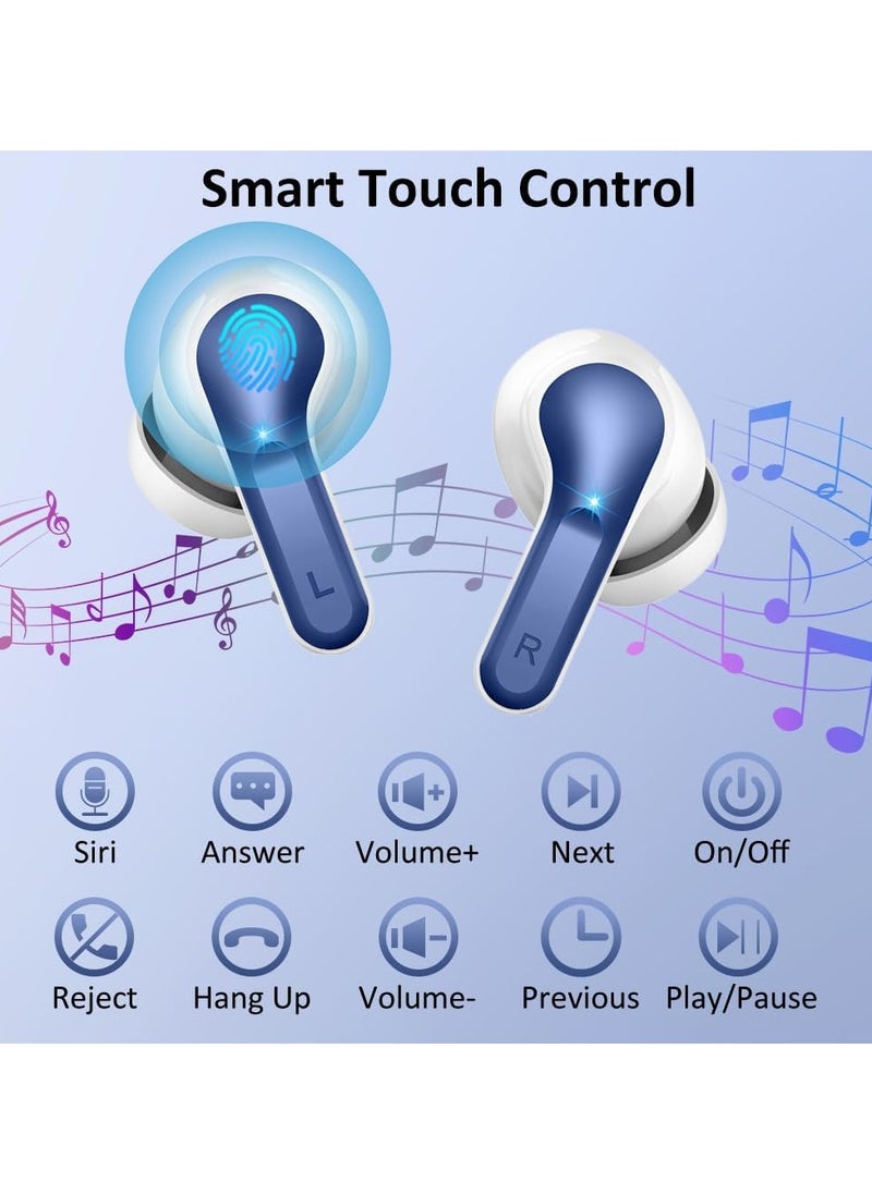 lekikpo Wireless Earbud Bluetooth 5.3 Headphones, Hi-Fi Stereo Ear Buds with 4 ENC Cancelling Mics, 40H in-Ear Earphones IP7 Waterproof Sports, LED Display, Mini Headset for Laptop Pad TV, Android/iOS Phones-deep blue  - Image 5