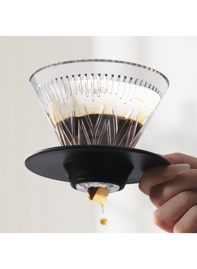 Mongdio Pour-over Coffee Dripper, V60 Filter Basket, Funnel Filter, V01 Filter Cup, Black Base - Image 1