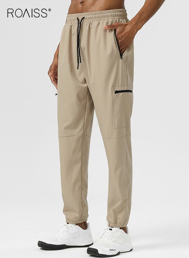 roaiss Men Casual Joggers Pants, Drawstring Ankle Banded Sweatpants, Breathable Quick-drying Sport Pants for Men, Stylish Versatile Slacks with Zip Pockets, Suitable for Daily Wear, Outdoor or Any Physical Activities - Image 1