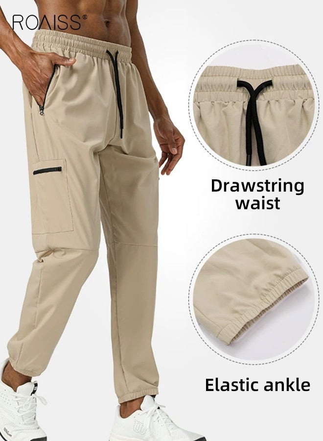 roaiss Men Casual Joggers Pants, Drawstring Ankle Banded Sweatpants, Breathable Quick-drying Sport Pants for Men, Stylish Versatile Slacks with Zip Pockets, Suitable for Daily Wear, Outdoor or Any Physical Activities - Image 4