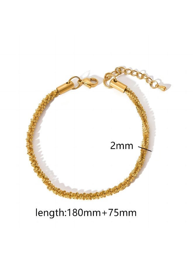 AMETOER 18K Gold Plated Bracelet Accessories | Versatile Stainless Steel Snake Chain, Cross Chain & Cuban Chain - Image 3