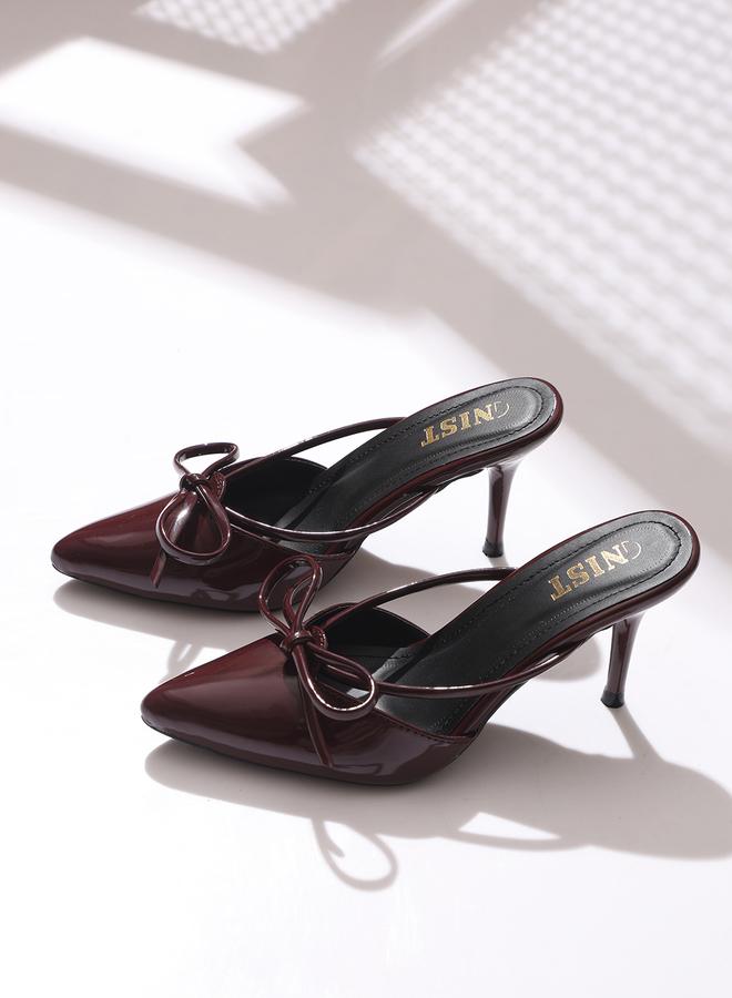 GNIST GNIST Plain Pointed Toe Stiletto Heel Mules with Bow Detail  - Image 1