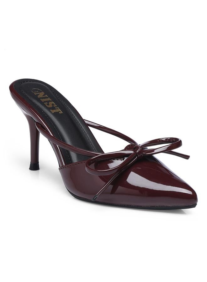 GNIST GNIST Plain Pointed Toe Stiletto Heel Mules with Bow Detail  - Image 2