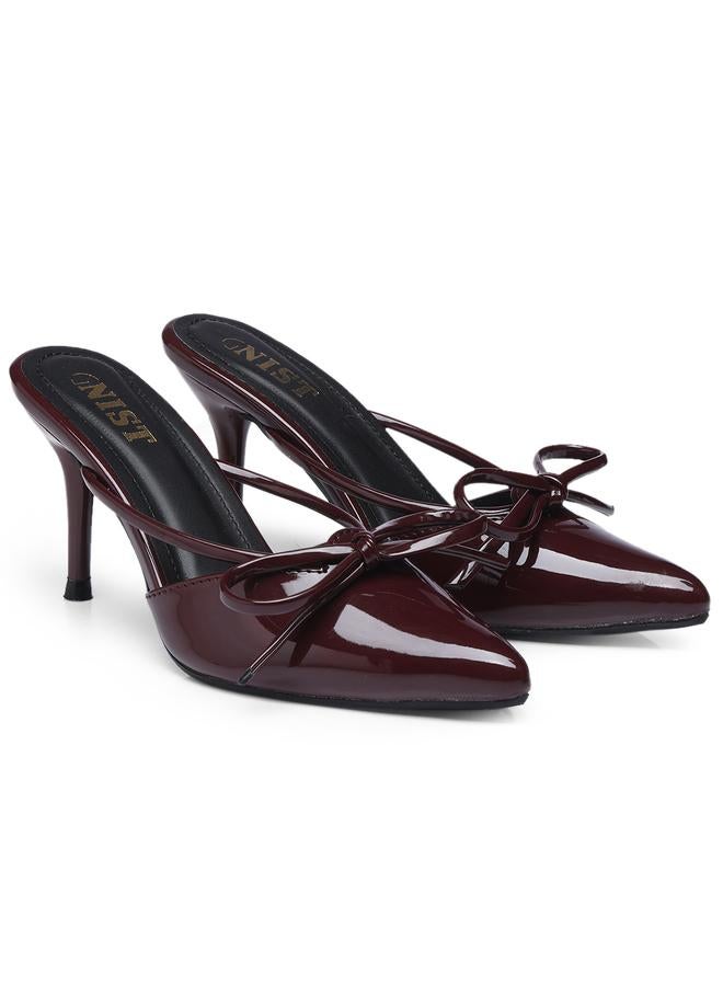 GNIST GNIST Plain Pointed Toe Stiletto Heel Mules with Bow Detail  - Image 4