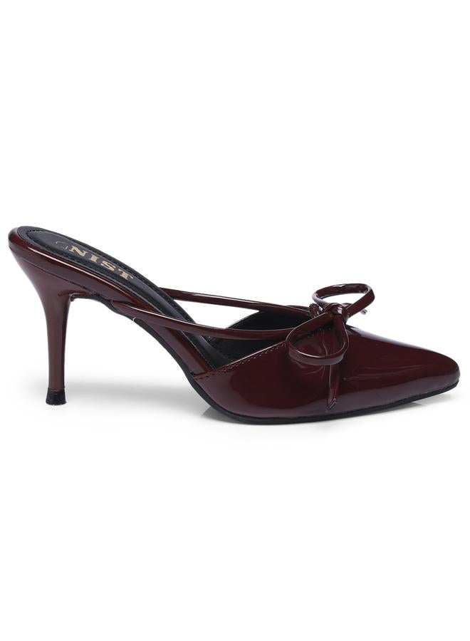 GNIST GNIST Plain Pointed Toe Stiletto Heel Mules with Bow Detail  - Image 5