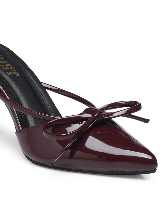 GNIST GNIST Plain Pointed Toe Stiletto Heel Mules with Bow Detail  - Image 3