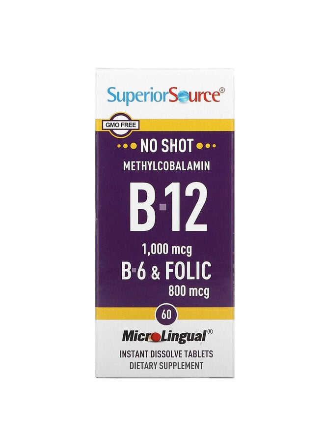 Superior Source Methylcobalamin B-12, B-6 & Folic, 60 MicroLingual Instant Dissolve Tablets  - Image 1