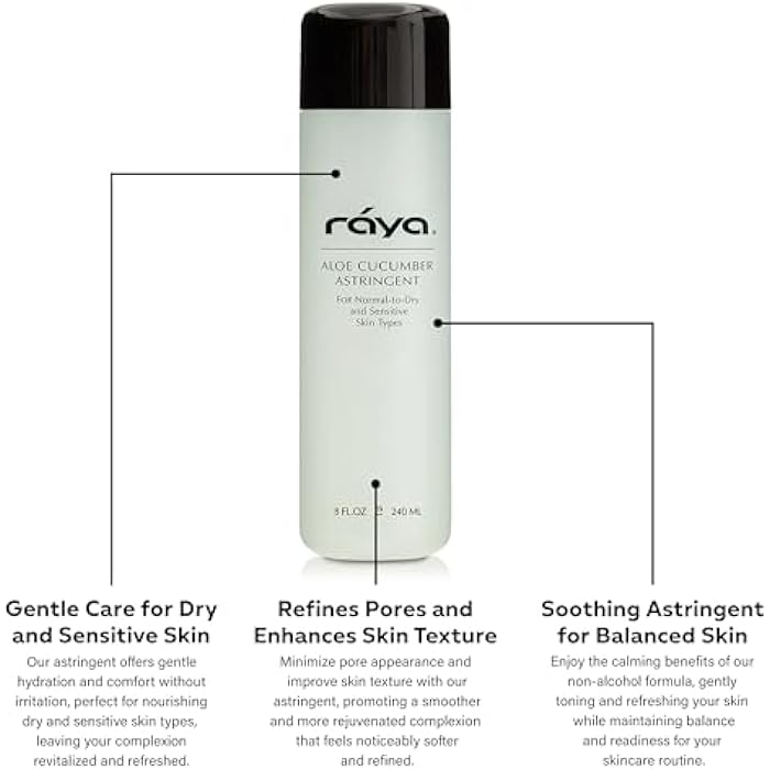 Raya Aloe Cucumber Astringent (202), Facial Toner for Dry and Sensitive Skin - Refreshing, Hydrating and Calming Formula, Gentle Pore Tightening Skincare, Cruelty, Paraben & Alcohol-Free, 8 fl oz - Image 3