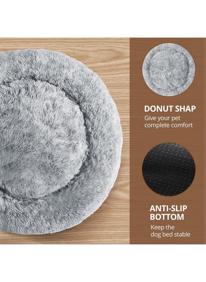 جولي فوغ سرير للكلاب على شكل دونات من JOLLYVOGUE، سرير دائري مريح للكلاب، سرير مهدئ مضاد للقلق للكلاب والقطط، سرير مبطن من الفرو الصناعي الناعم للكلاب والقطط الصغيرة والمتوسطة، 20 بوصة - Image 3