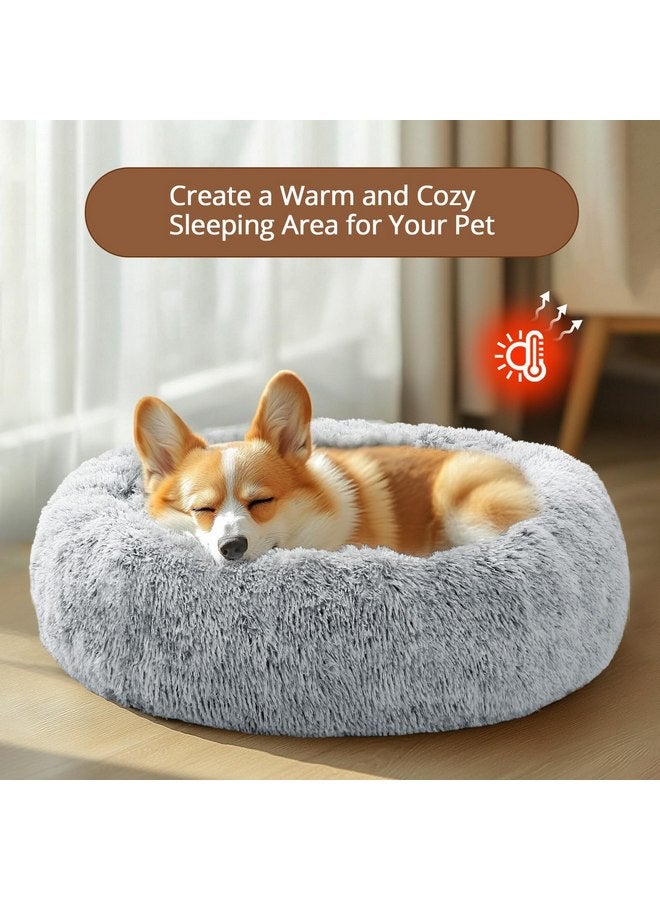 جولي فوغ سرير للكلاب على شكل دونات من JOLLYVOGUE، سرير دائري مريح للكلاب، سرير مهدئ مضاد للقلق للكلاب والقطط، سرير مبطن من الفرو الصناعي الناعم للكلاب والقطط الصغيرة والمتوسطة، 20 بوصة - Image 4