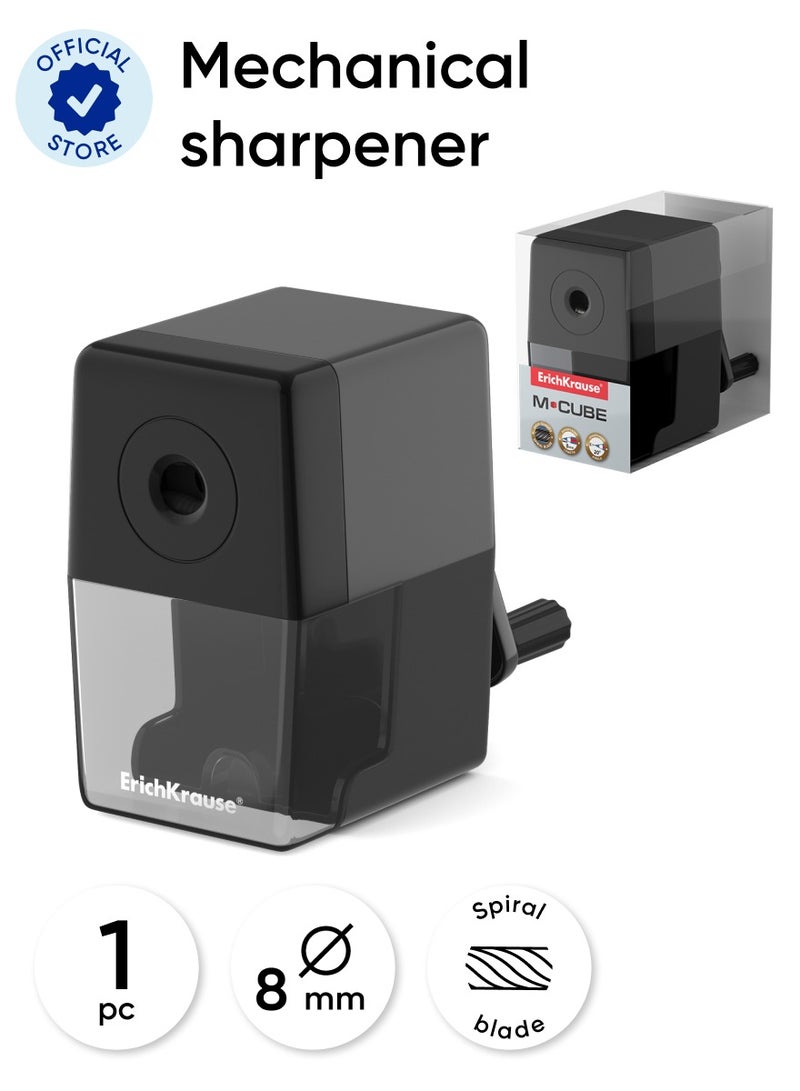 ErichKrause Mechanical sharpener M-Cube with a container, color: black (box 1 pc.)  - Image 1