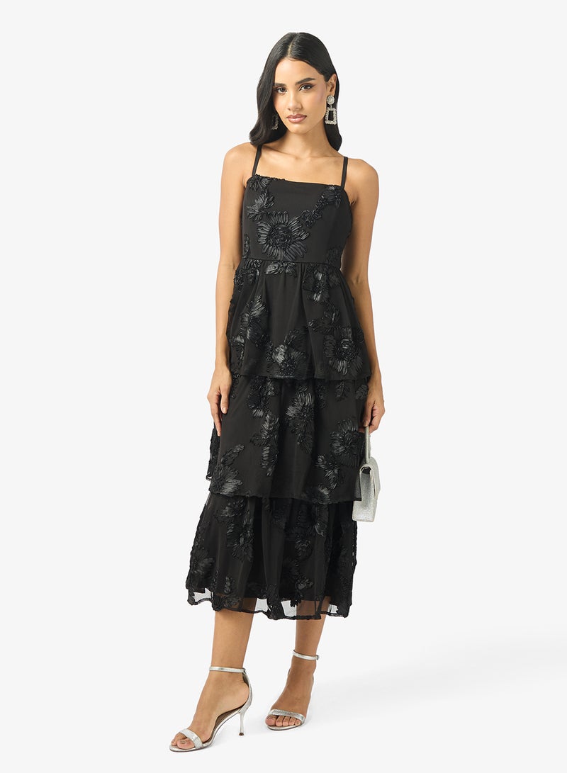 Maya Tiered Detail Strappy Midi Dress - Image 1
