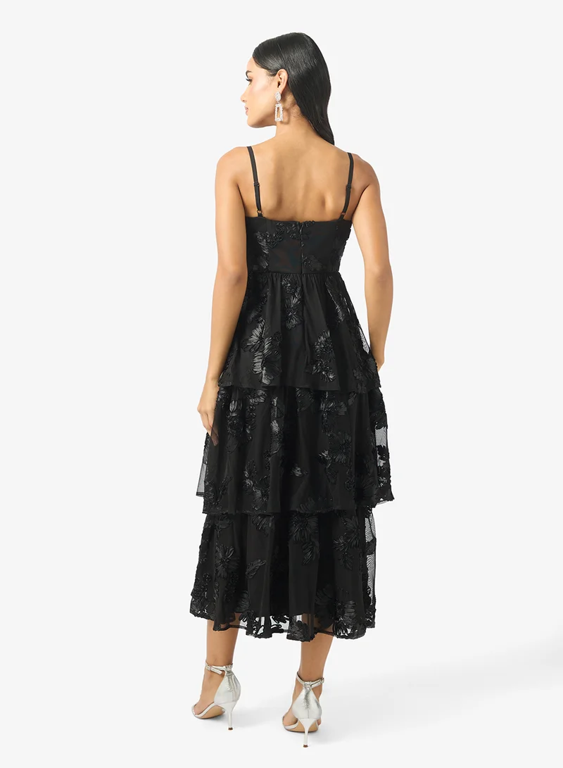 Maya Tiered Detail Strappy Midi Dress